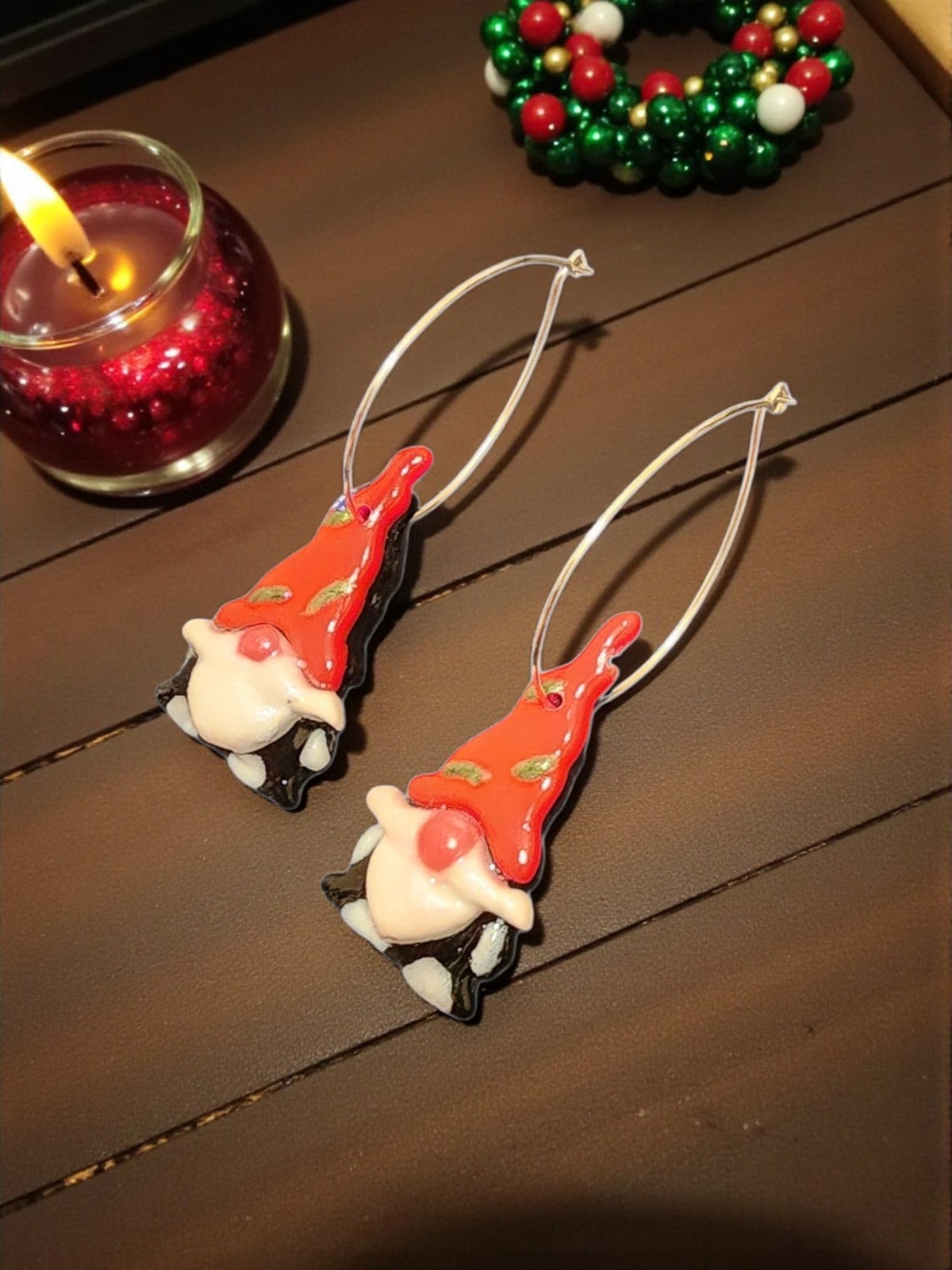 Handmade Christmas Gnome Earrings | Festive Holiday Jewelry