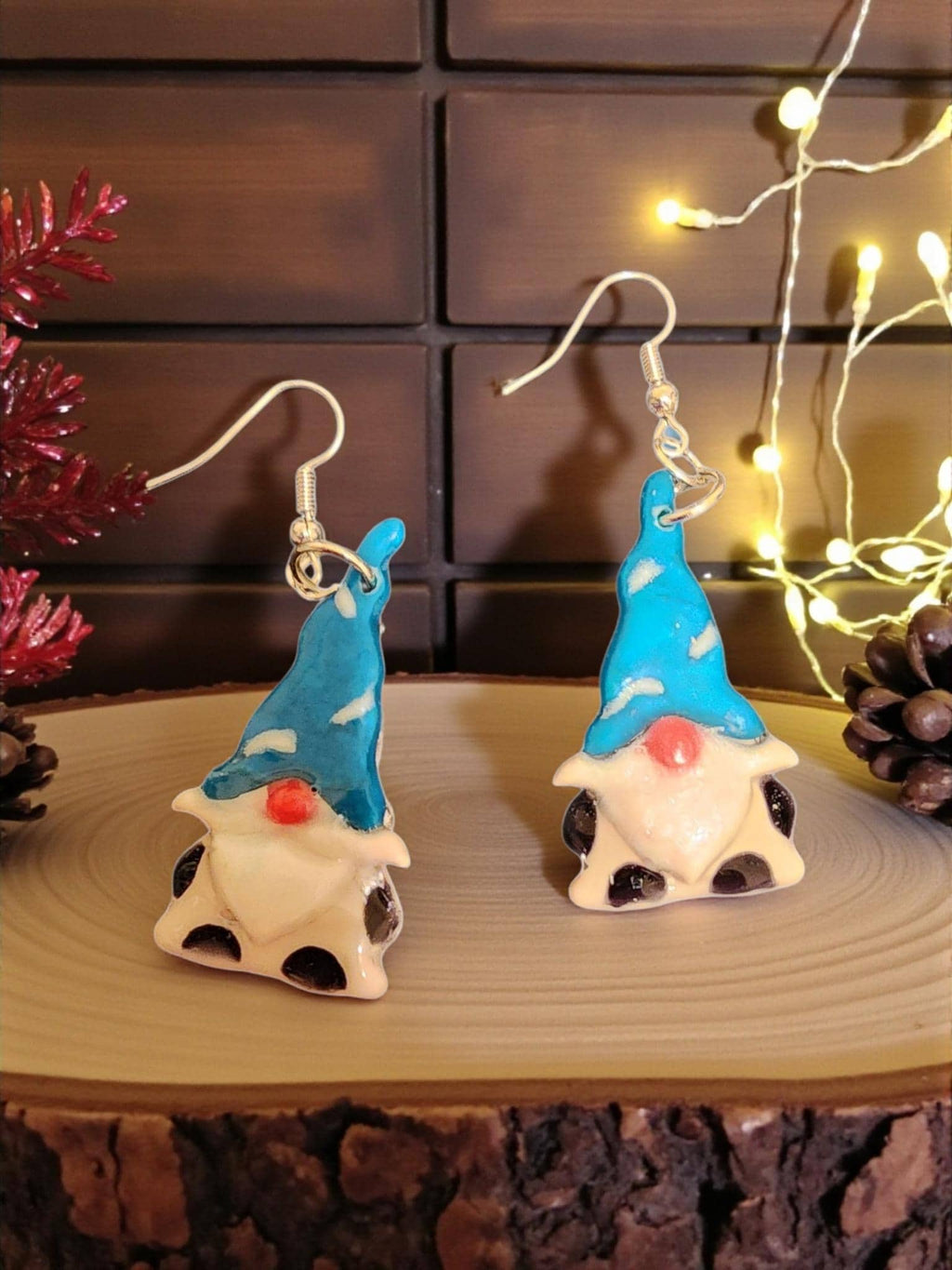 Handmade Christmas Gnome Earrings | Festive Holiday Jewelry