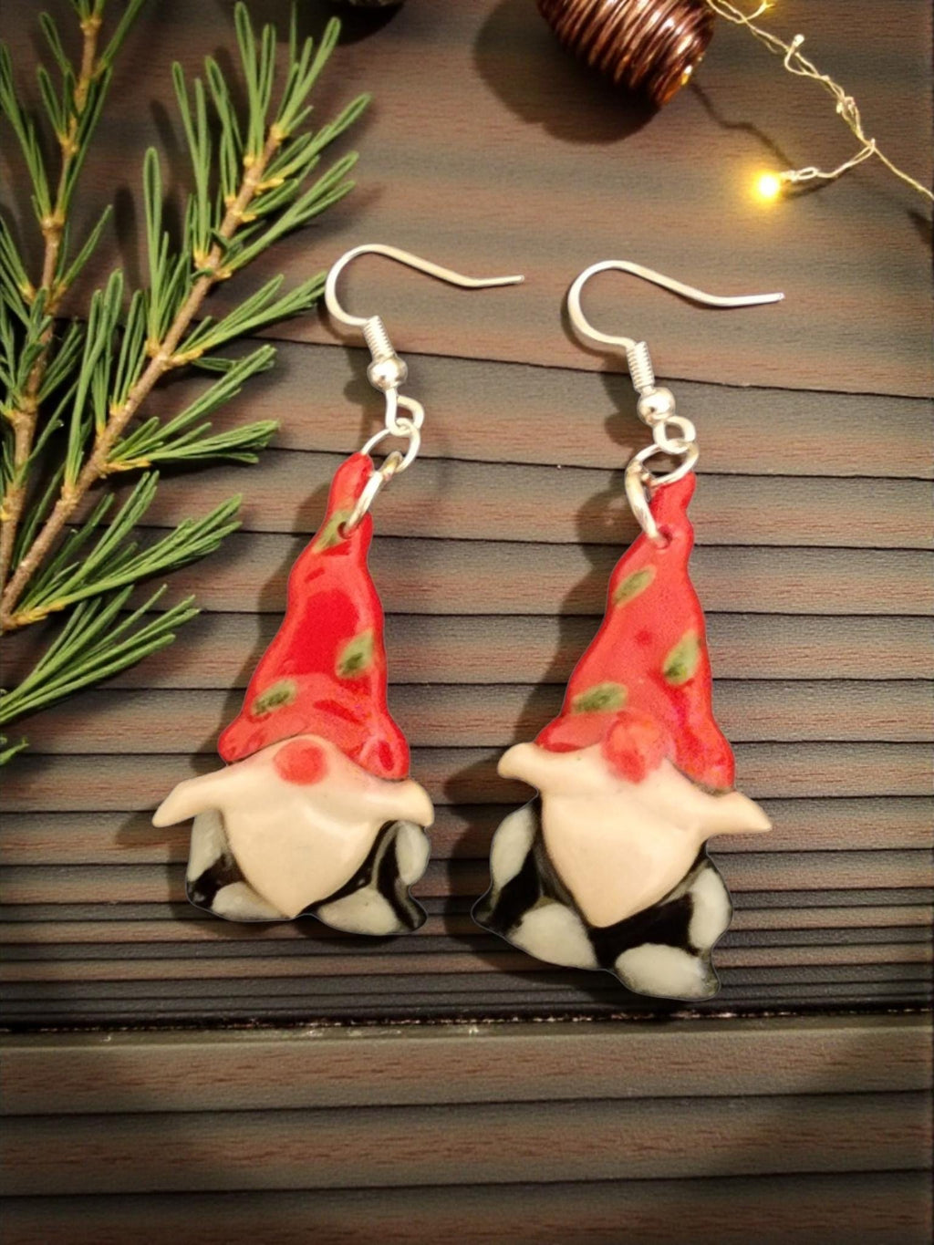 Handmade Christmas Gnome Earrings | Festive Holiday Jewelry