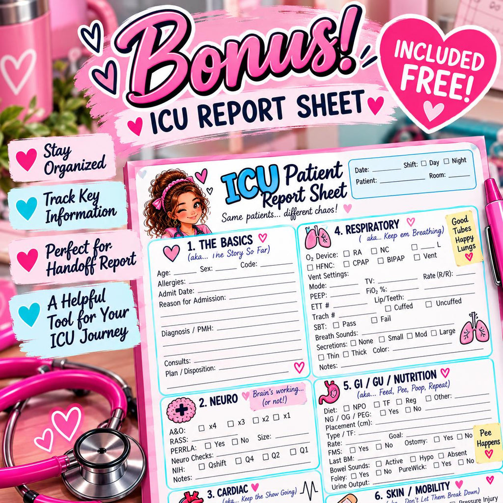 ICU New Nurse Survival Guide | 40-Page Nursing Workbook | Pink Edition PDF Download