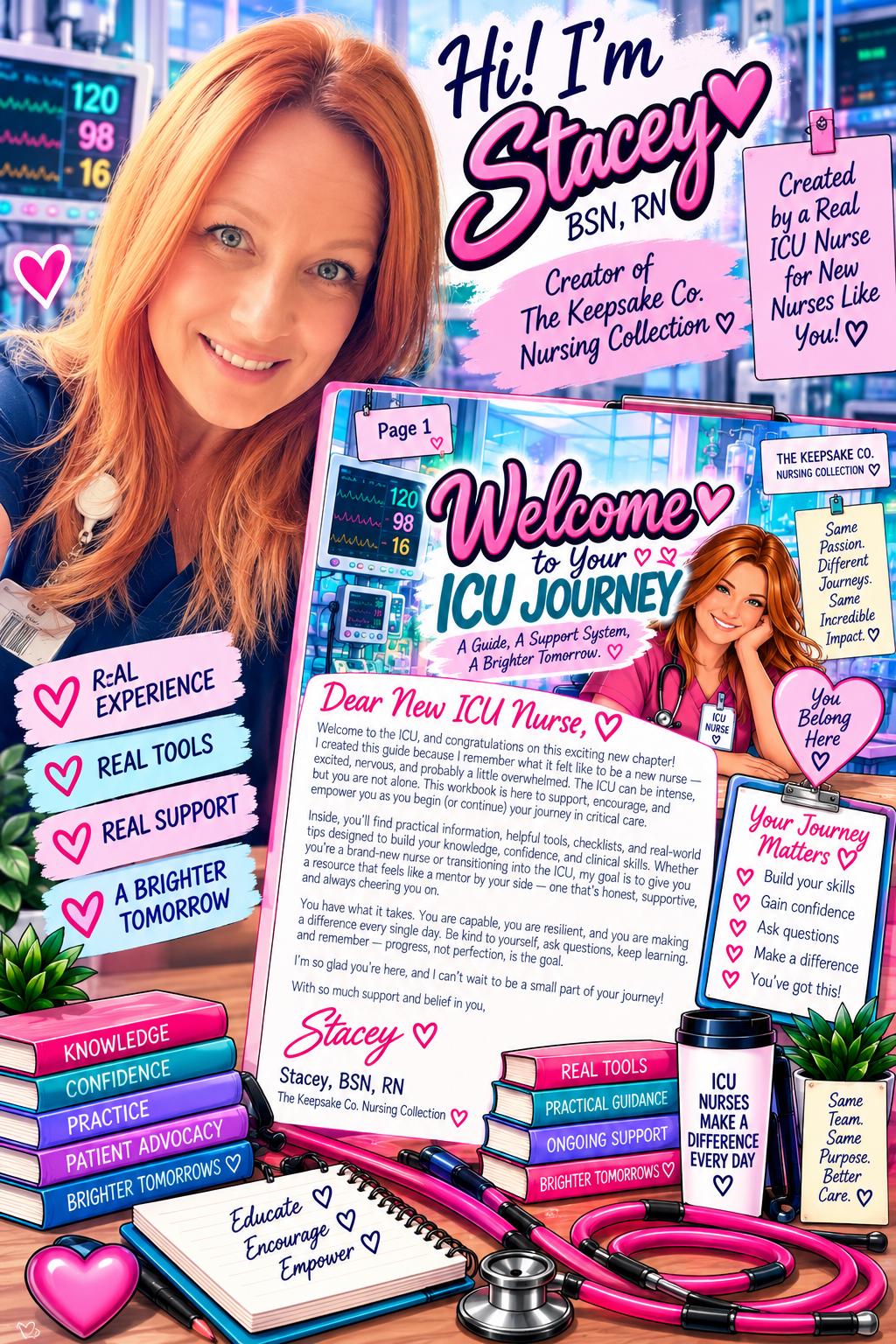ICU New Nurse Survival Guide | 40-Page Nursing Workbook | Pink Edition PDF Download