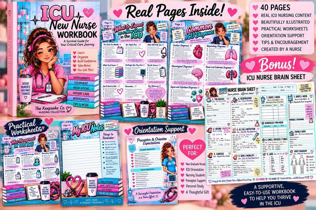 ICU New Nurse Survival Guide | 40-Page Nursing Workbook | Pink Edition PDF Download