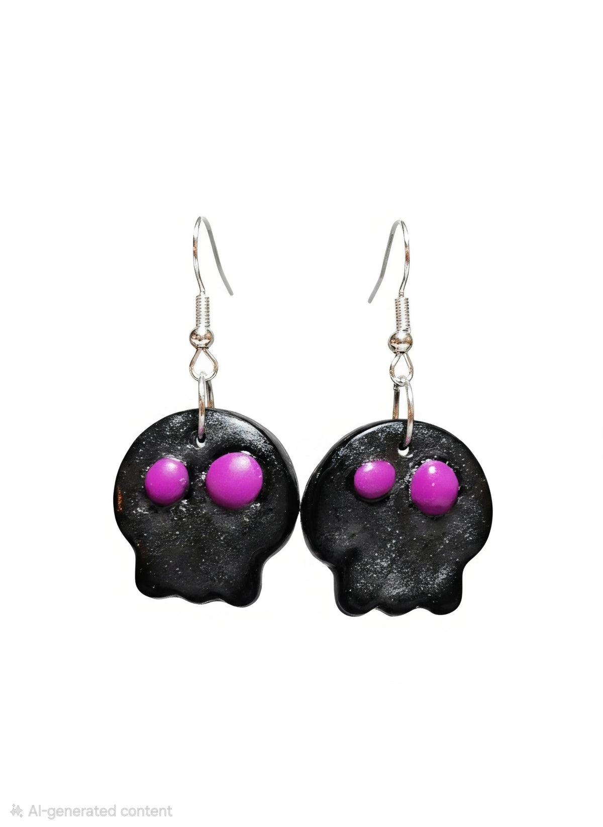 Black Shimmer Skull Earrings | Handmade Halloween Earrings
